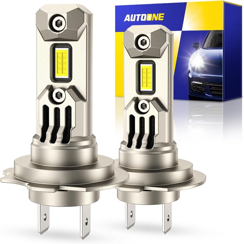 AUTOONE H7 LED Bulbs, Latest-Gen 60000LM 1200% Brighter, 6500K Cool White 1:1 Mini Halogen Size H7 H7LL Accessory Fog Light, No Extra Adapter Needed, Non-polarity Plug and Play, Pack of 2 - Image 1